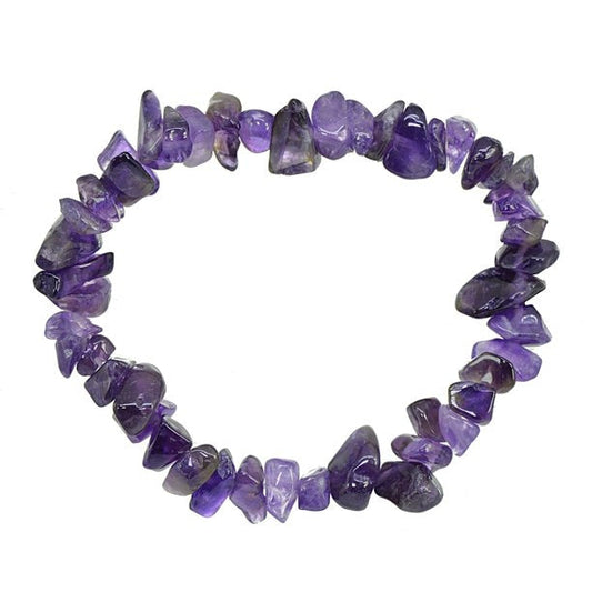 Genuine Amethyst Chip Stone Stretch Bracelet