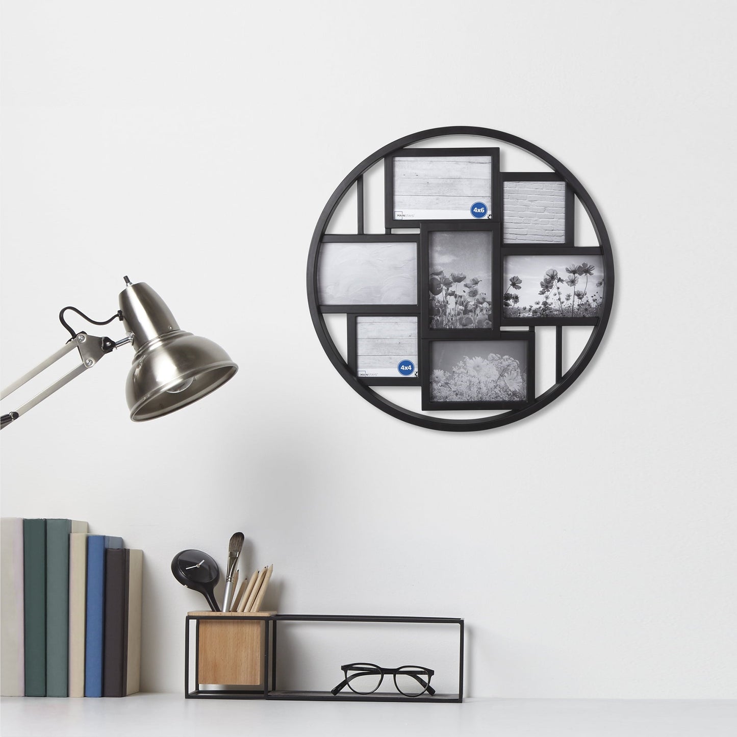 7-Opening 4x6 and 4x4 Round Black Collage Picture Frame