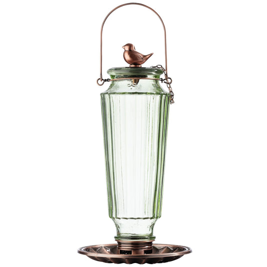 Birds Roseland Glass Sunflower/Thistle Bird Feeder, Green, 2 lb Capacity