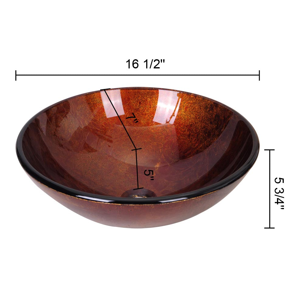 Bathroom Tempered Glass Round Vessel Sink