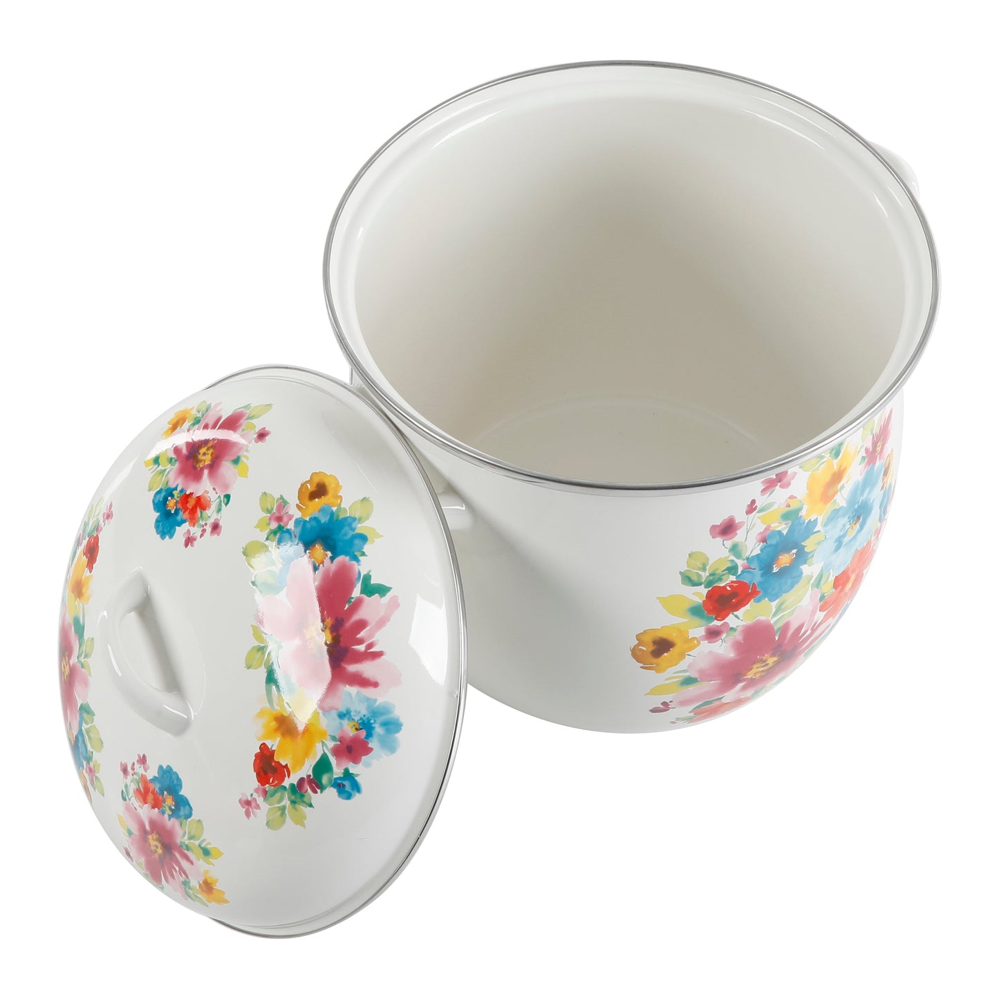 Breezy Blossom Enamel-on-Steel 12-Quart Stock Pot