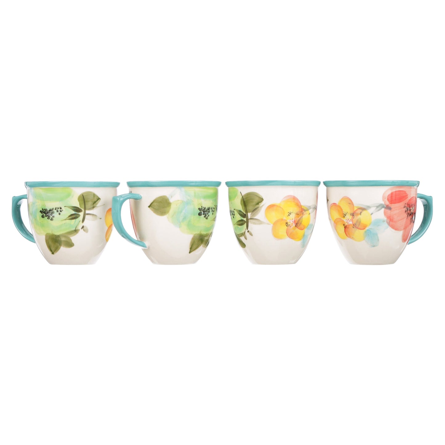 Vintage Bloom 4-Piece 16-Ounce Coffee Cup Set