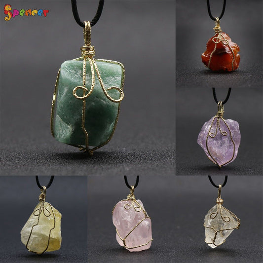 Natural Raw Amethyst Stone Pendant Necklace