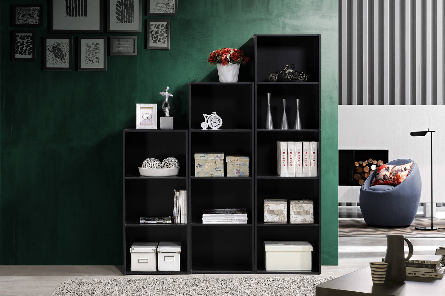 4-Shelf Wood Bookcase, Brown