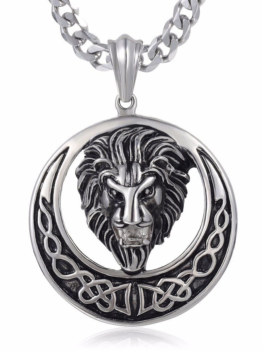 Stainless Steel Lion Pendant Necklace for Men