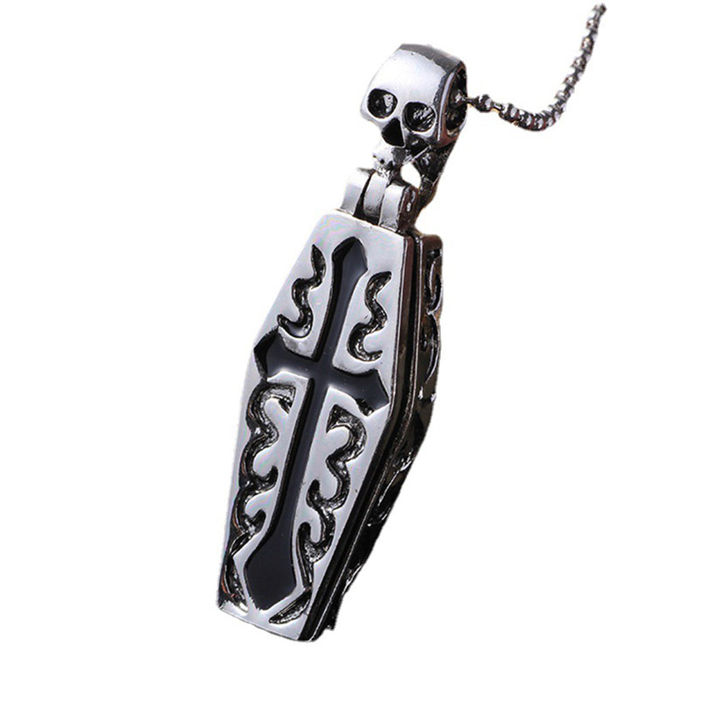 Vintage Coffin Vampire Skull Skeleton Pendant Necklace for Men & Women