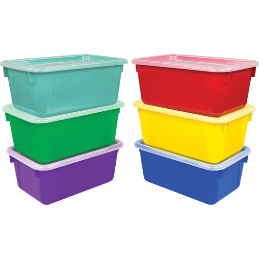 Clear Lid Small Cubby Bin, 6 / Carton, Assorted Bright
