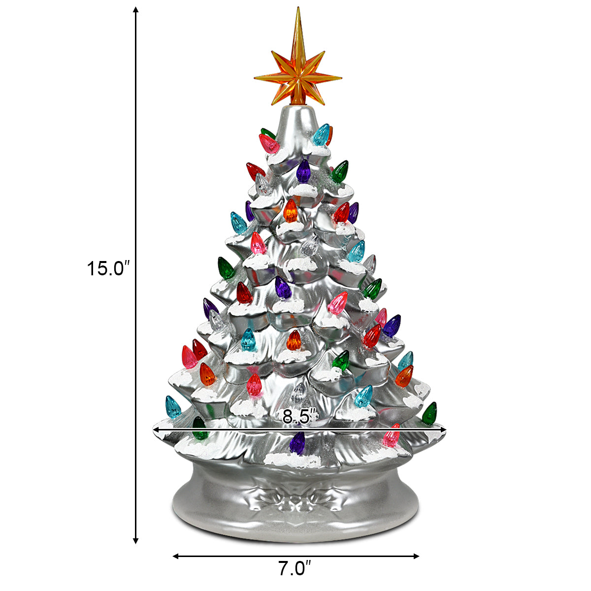 15''Pre-lit Hand-Painted Ceramic Tabletop Christmas Tree