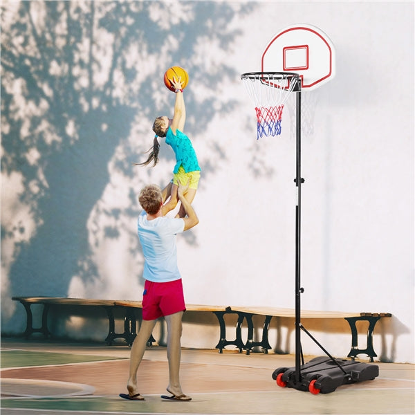 6.4-8.2 Ft. Height Adjustable Basketball Hoop System for Kids w/ Wheels