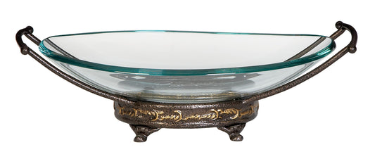 17" x 5" Gold Glass Traditional Serving Bowl