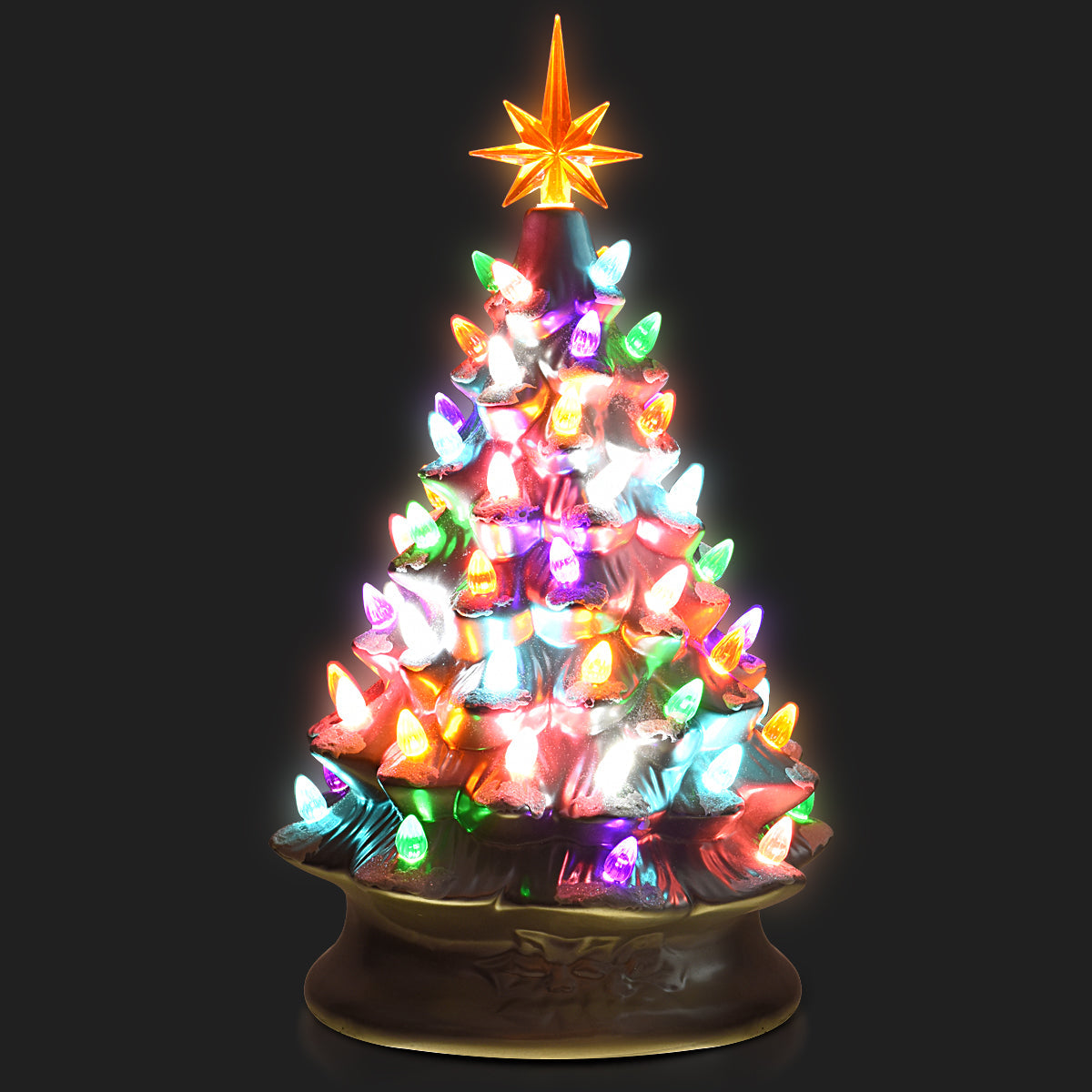 15''Pre-lit Hand-Painted Ceramic Tabletop Christmas Tree