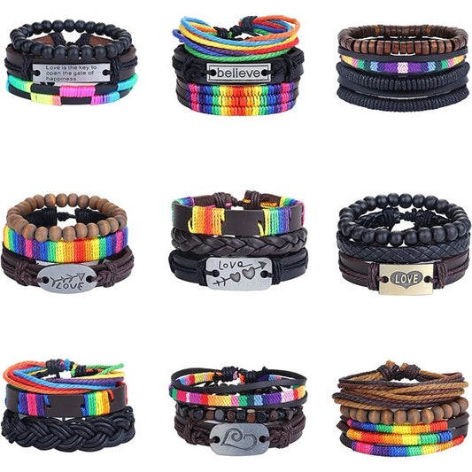 27Pcs Gay Pride LGBTQ Accessories Adjustable Fashion Bracelet