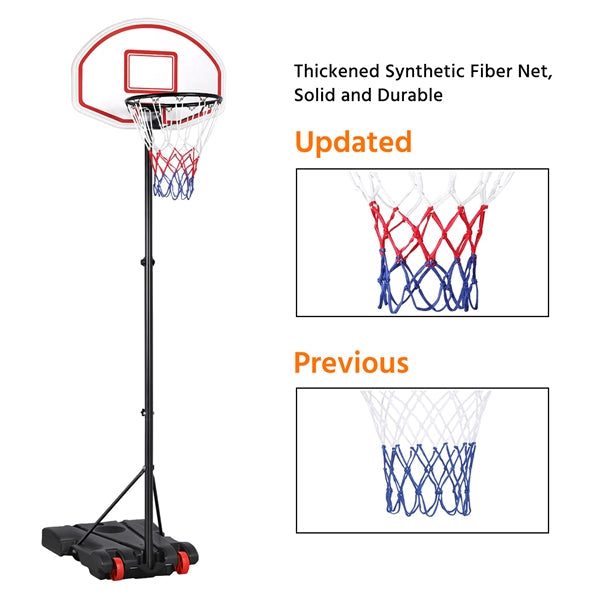 6.4-8.2 Ft. Height Adjustable Basketball Hoop System for Kids w/ Wheels