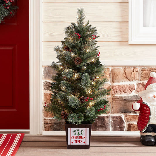 3.5 Foot Pre-Lit Potted Cashmere Artificial Christmas Tree