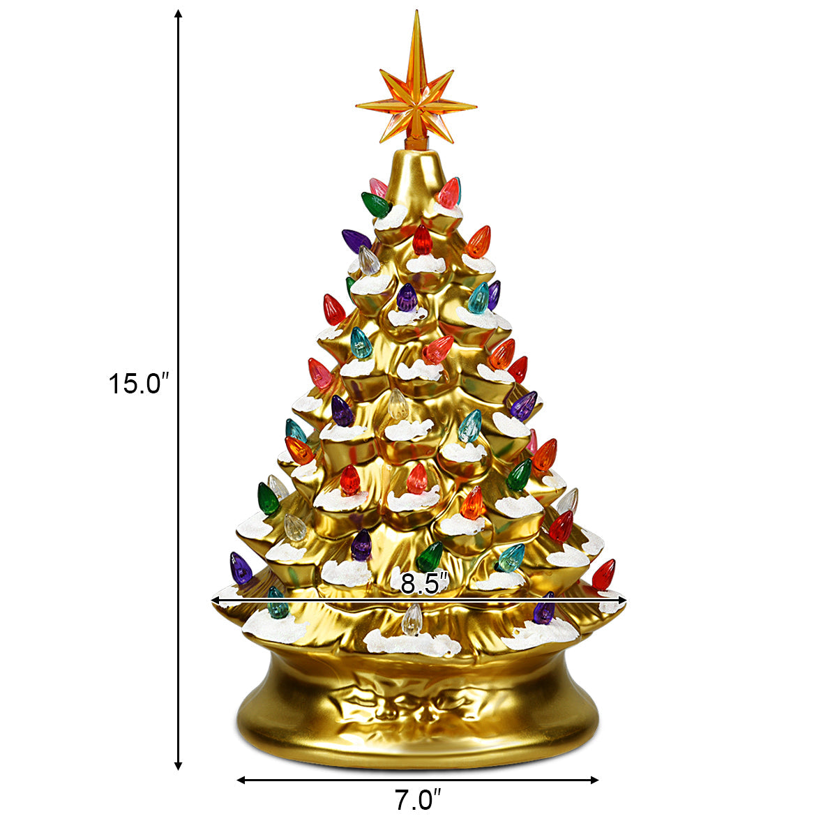 15''Pre-lit Hand-Painted Ceramic Tabletop Christmas Tree