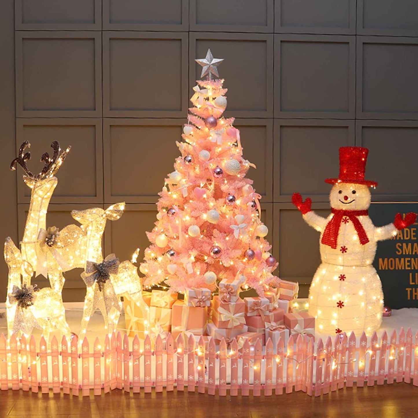 7ft Premium  Artificial Pre-Lit Christmas Tree w/  Ornaments & Star Topper