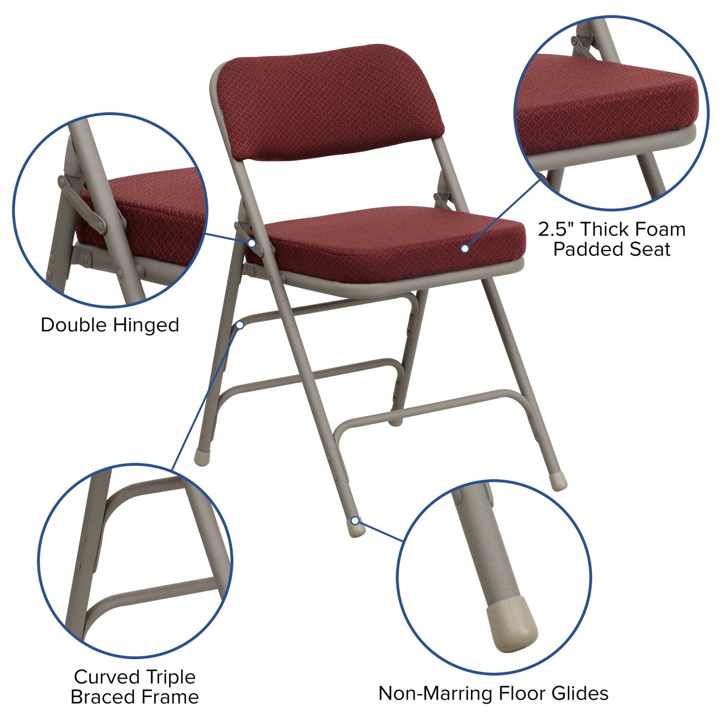 Premium Curved Triple Braced & Double Hinged Folding Chair