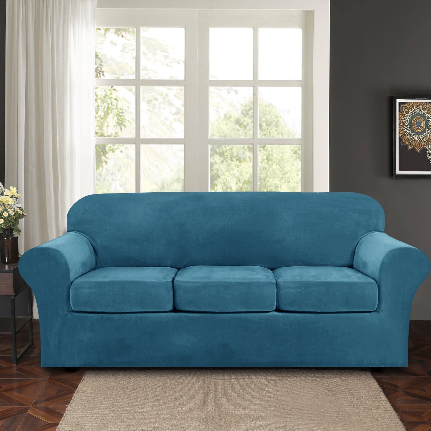 Sofa Covers for 3 Seaters (Base Cover Plus 3 Individual Cushion Covers)