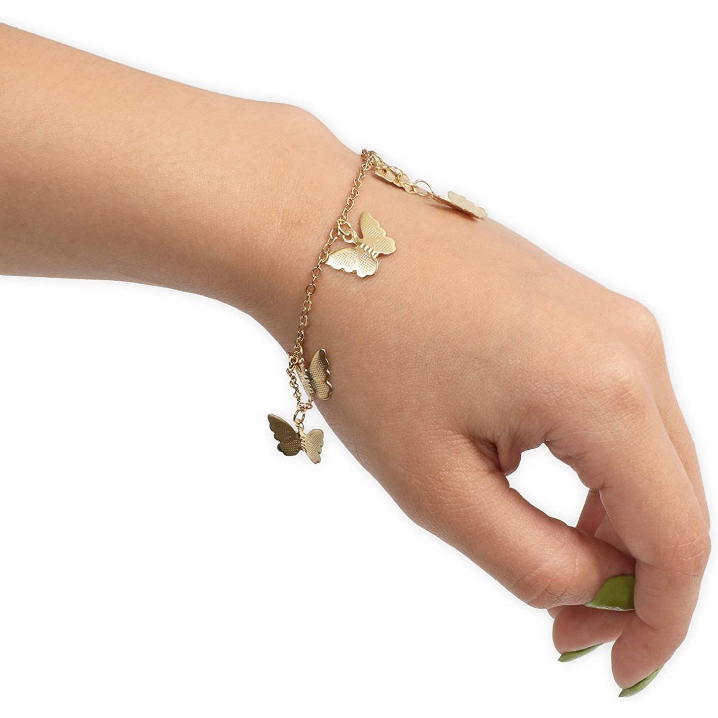 Gold Butterfly Bracelet & Necklace Set for Women