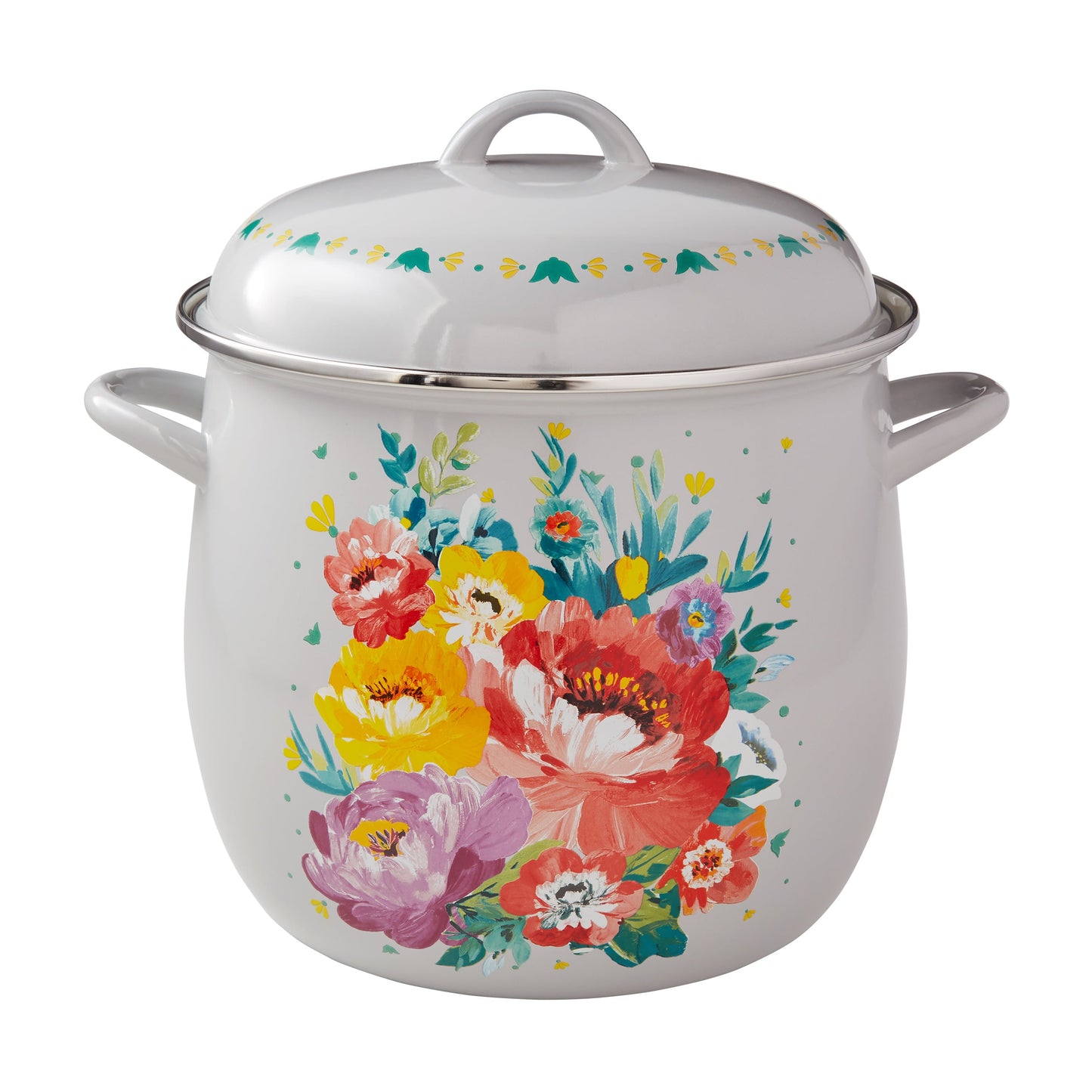 Breezy Blossom Enamel-on-Steel 12-Quart Stock Pot