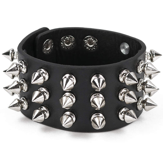 Skeleton Punk Leather Spike Bracelet for Men/Women