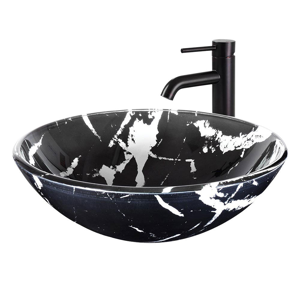 Bathroom Tempered Glass Round Vessel Sink