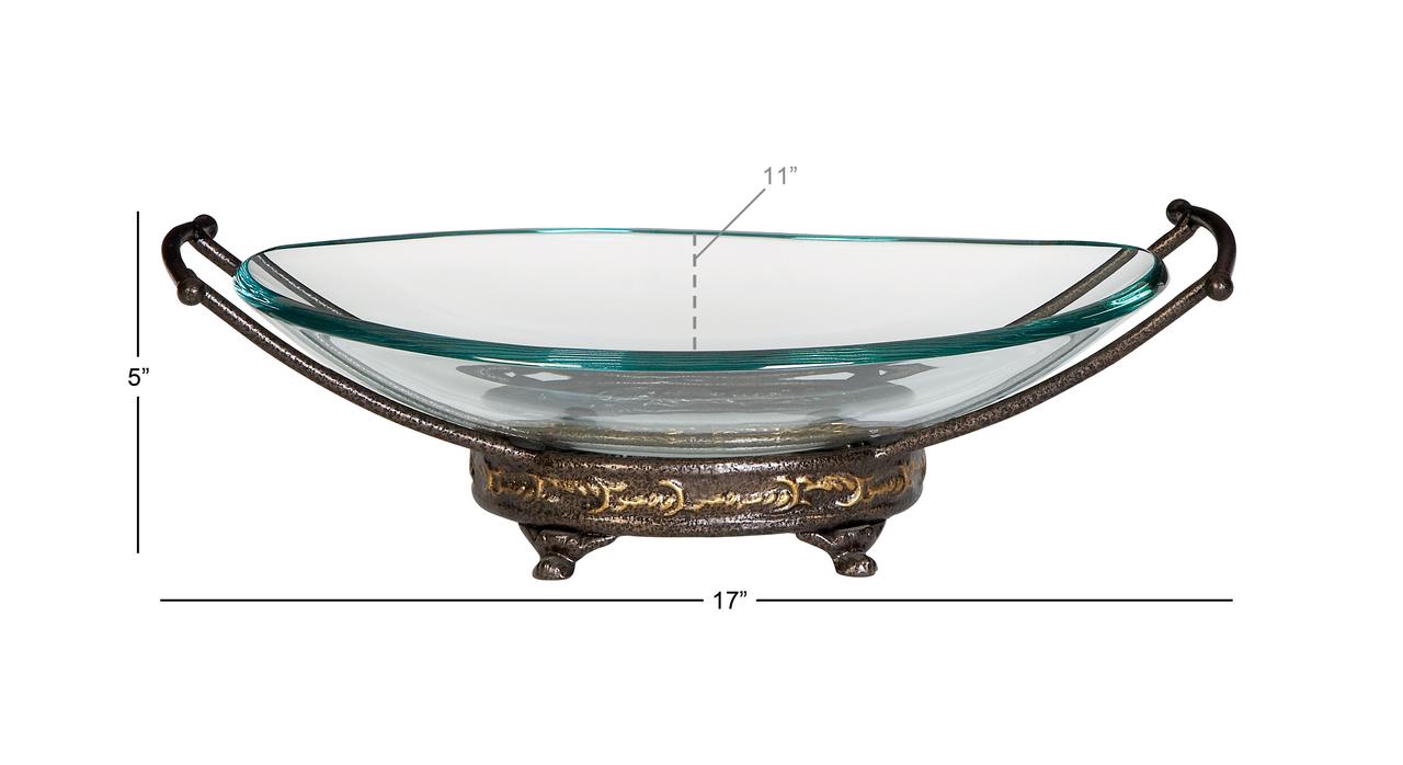 17" x 5" Gold Glass Traditional Serving Bowl