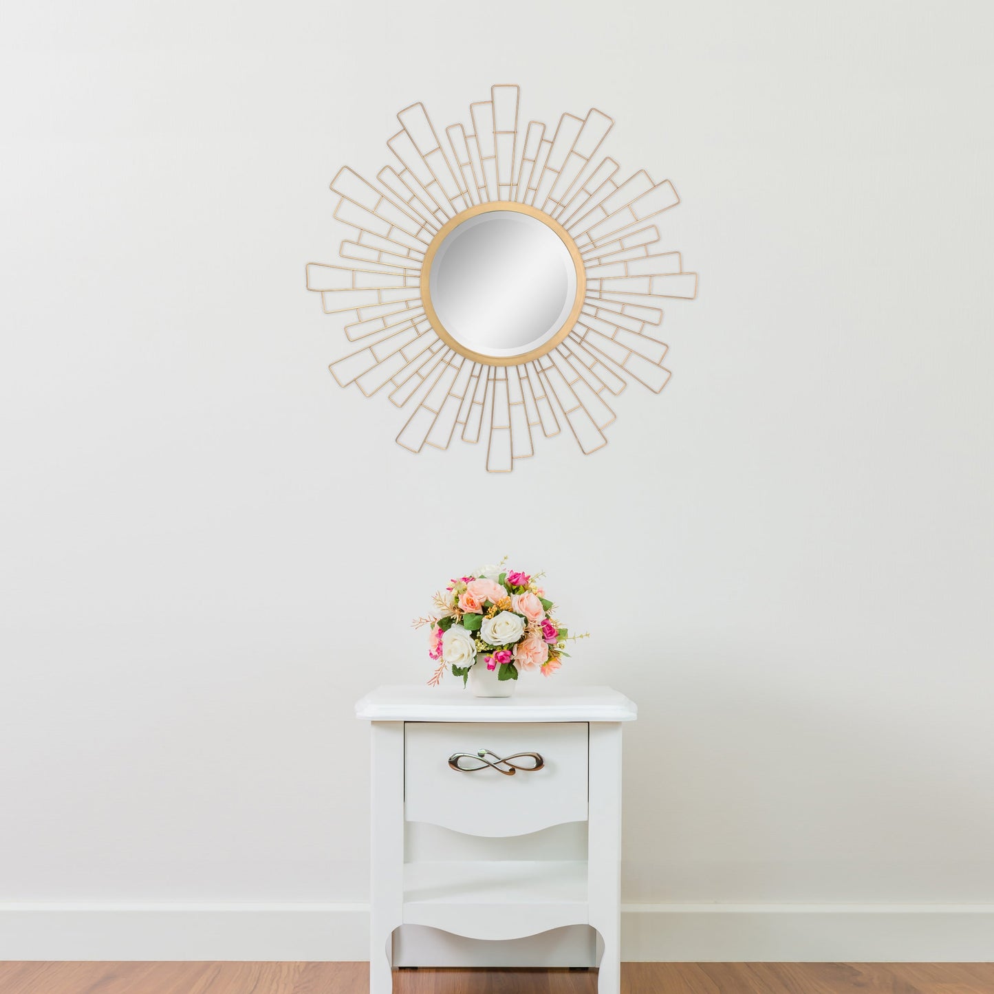23.6" Traditional Metal Geometric Sunburst Wall Mirror