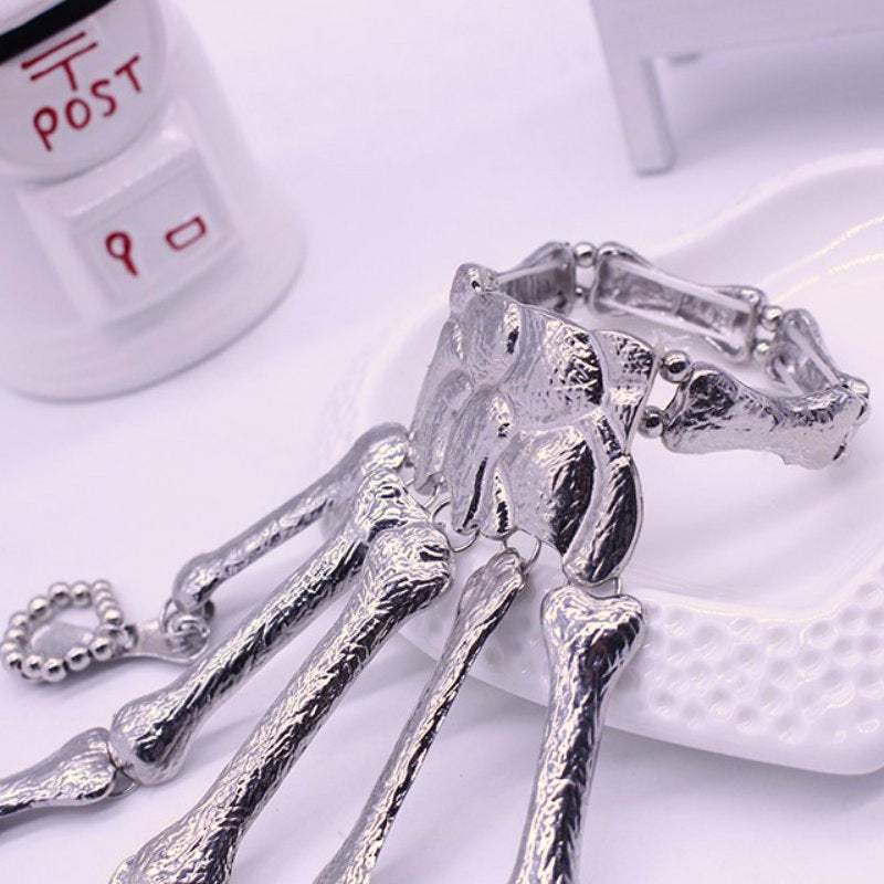 Women Metal Hand Chain Skeleton Skull Bracelet