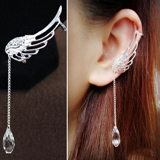 Charm Elegant Angel Wing Crystal Earrings Drop Dangle for Women