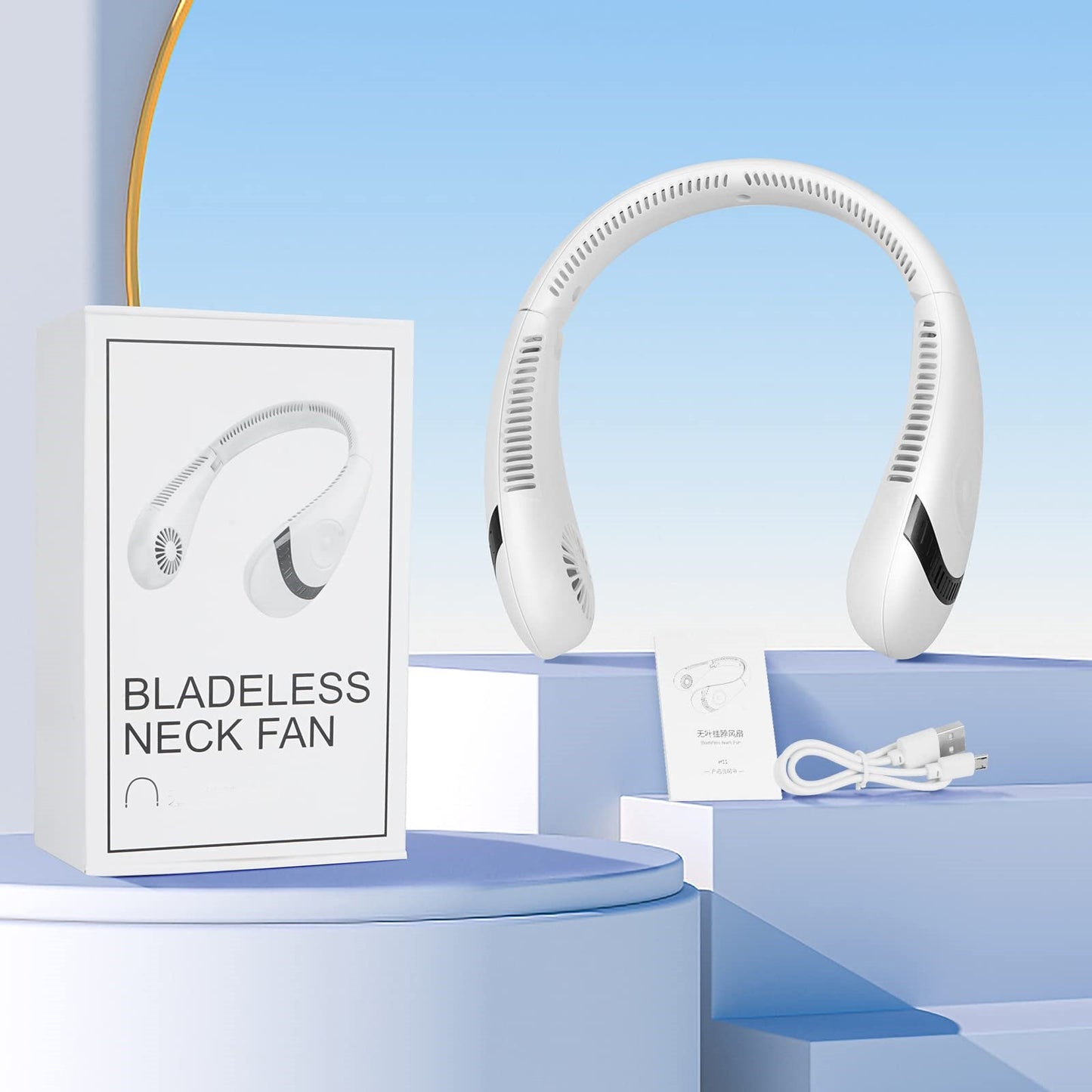 Portable Neck Fan,USB Rechargeable Hands Free Bladeless