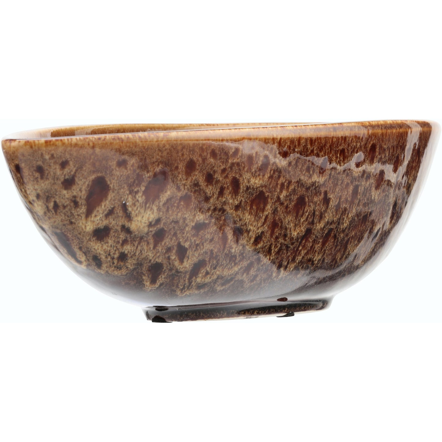 Ceramic Peacock-Feather Pattern Oval Bowl for Home Decoration