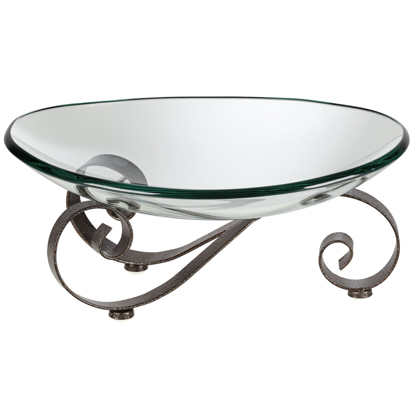 Iron Scroll Stand with Oval Glass Bowl