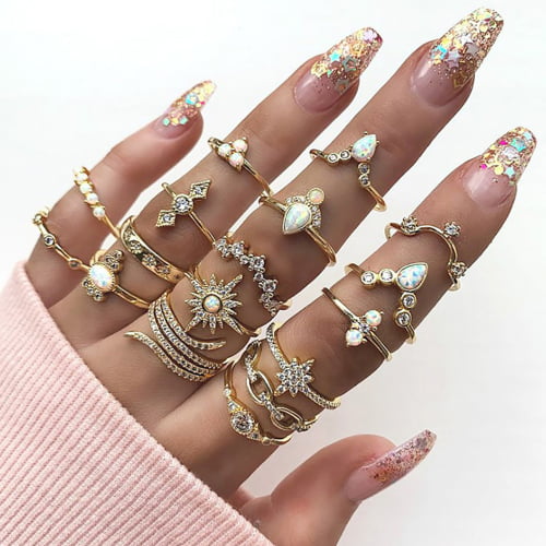 17Pcs Stackable Rings Sets for Women