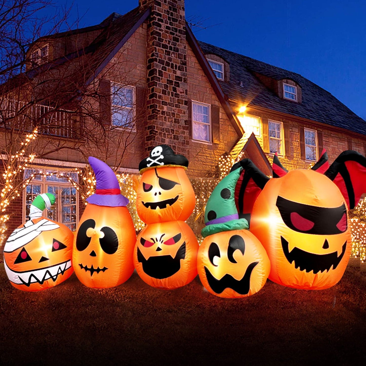 8 FT Halloween Inflatables Pumpkin Decorations w/ LED Lights