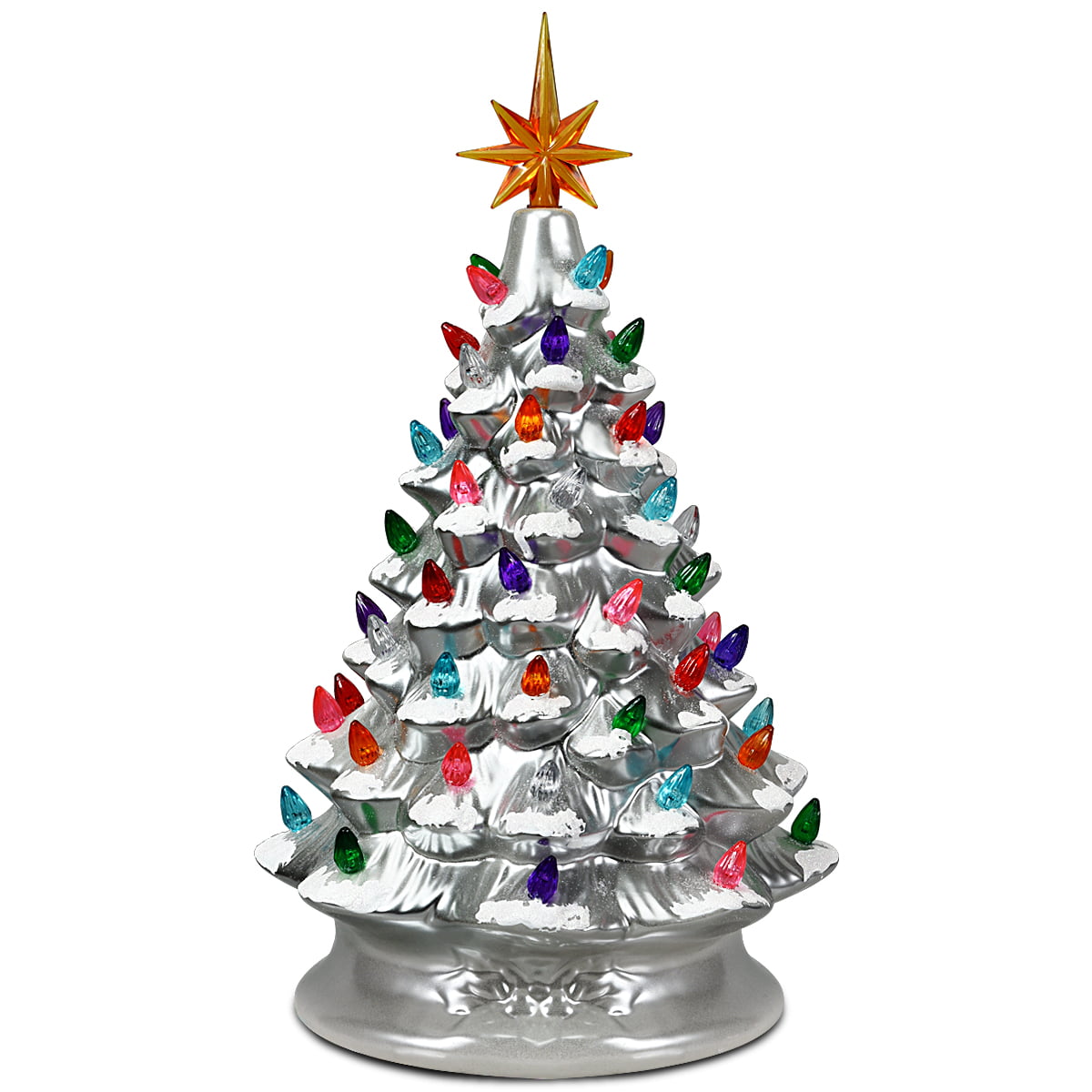 15''Pre-lit Hand-Painted Ceramic Tabletop Christmas Tree