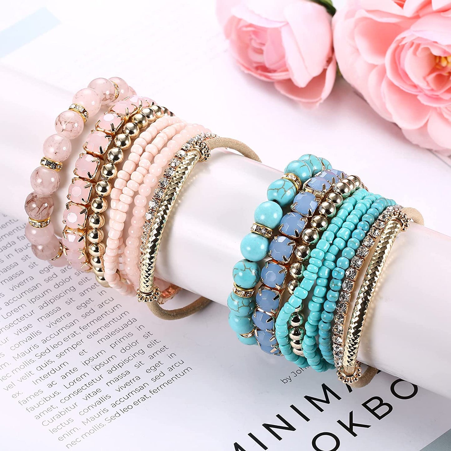 2-4 Sets Beaded Stackable Aesthetic Stretch Multilayered Bohemian Bracelets Set