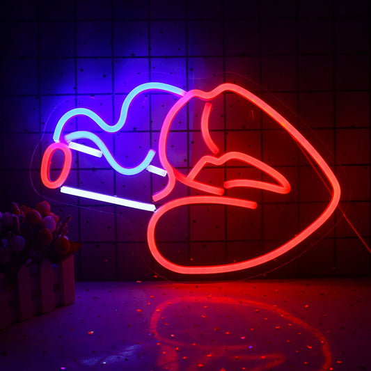 Sexy Smoking Lips Neon Light USB Powered Wall Decoration