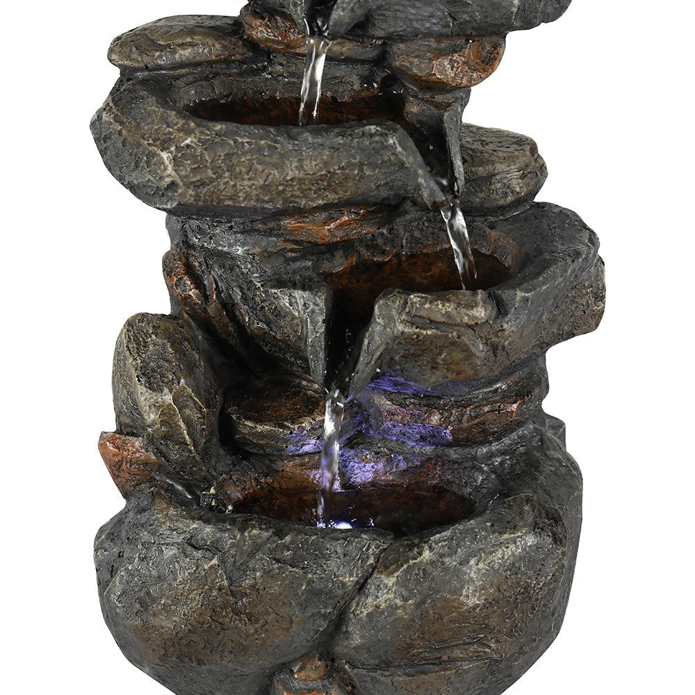 Water Fountain w/ LED Light, Modern Rock