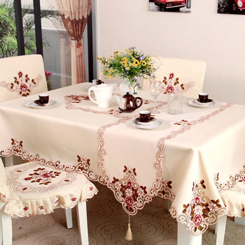 Tablecloth Rectangle/Square  Floral Cutwork Table Linen