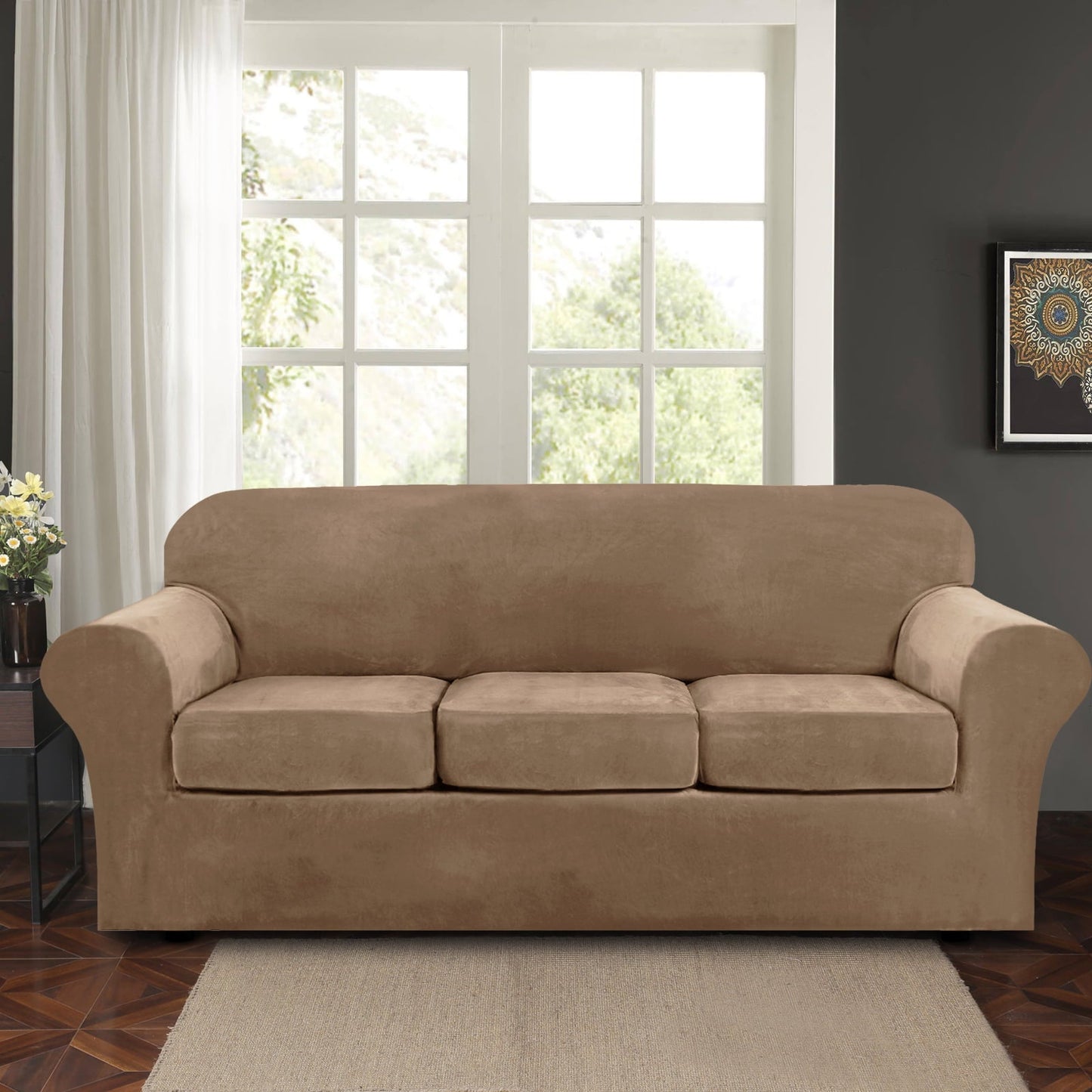 Sofa Covers for 3 Seaters (Base Cover Plus 3 Individual Cushion Covers)
