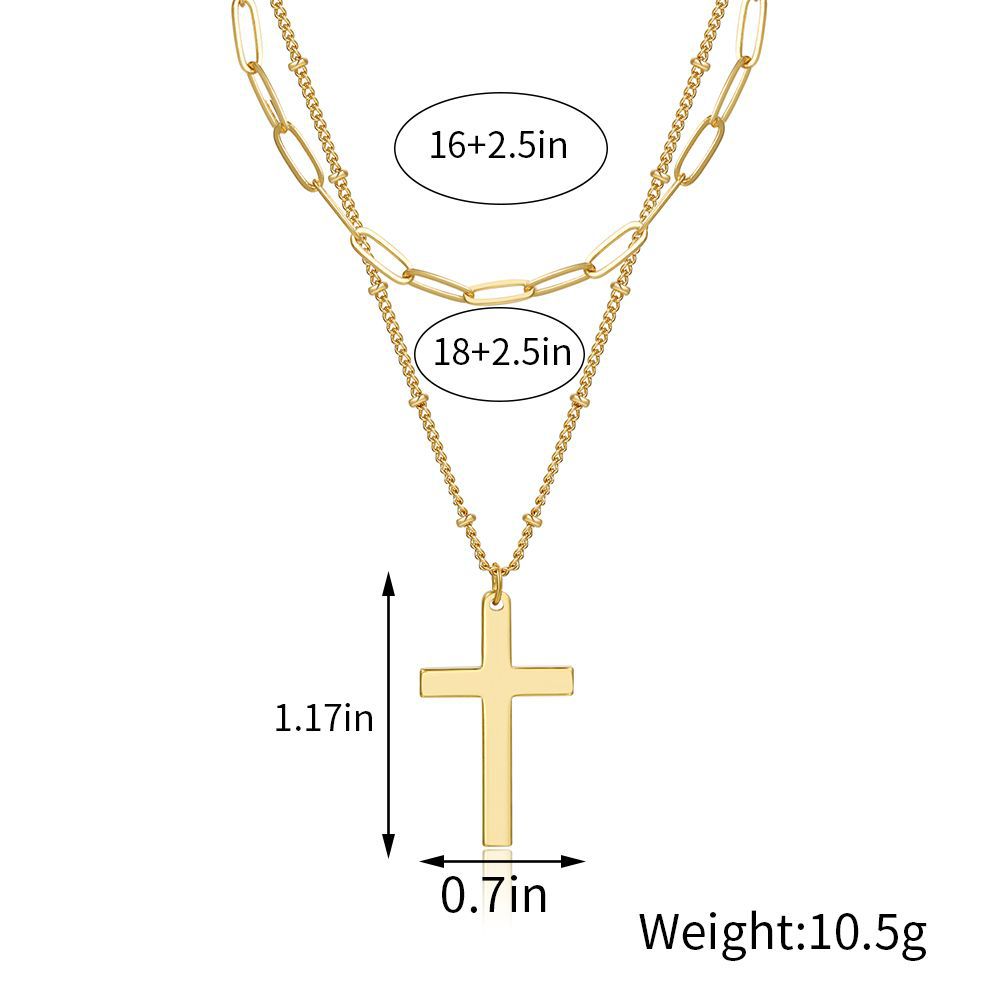 2 Pack Layered Cross Necklace for Men/Women