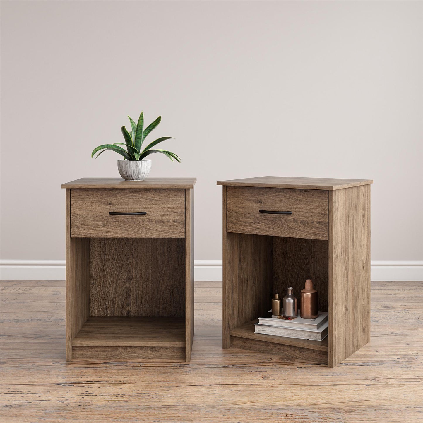 Nightstand with Drawer, White