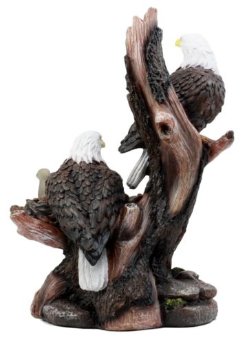 12" Bald Eagle Family In Nest Statue for Home Decoration