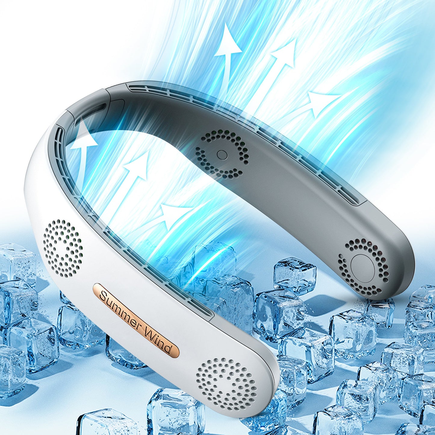 Portable Neck Fan,Bladeless & USB Rechargeable. White