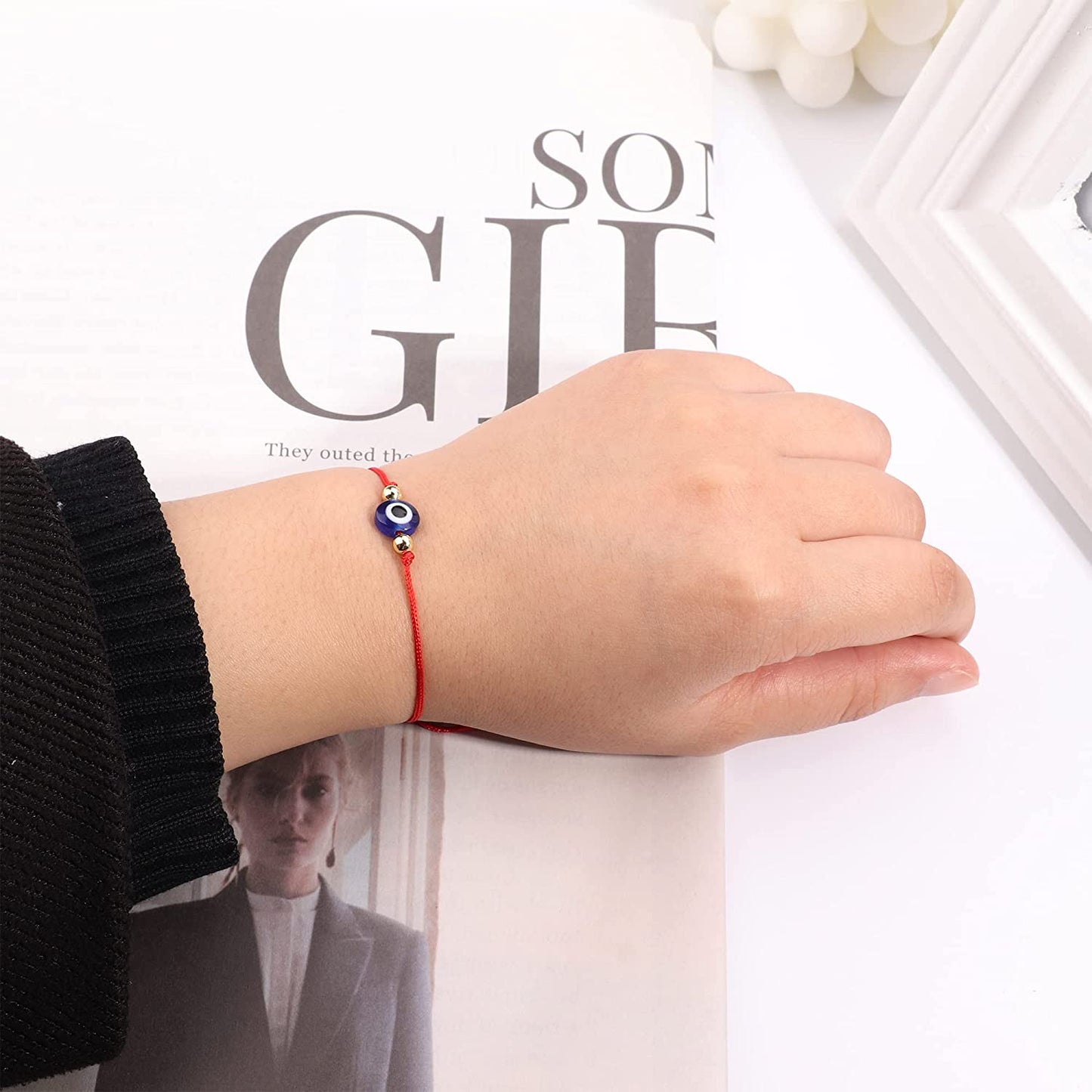 8 Pieces Evil Eye Ojo Red String Evil Eye Jewelry for Protection and Blessing Adjustable Bracelets