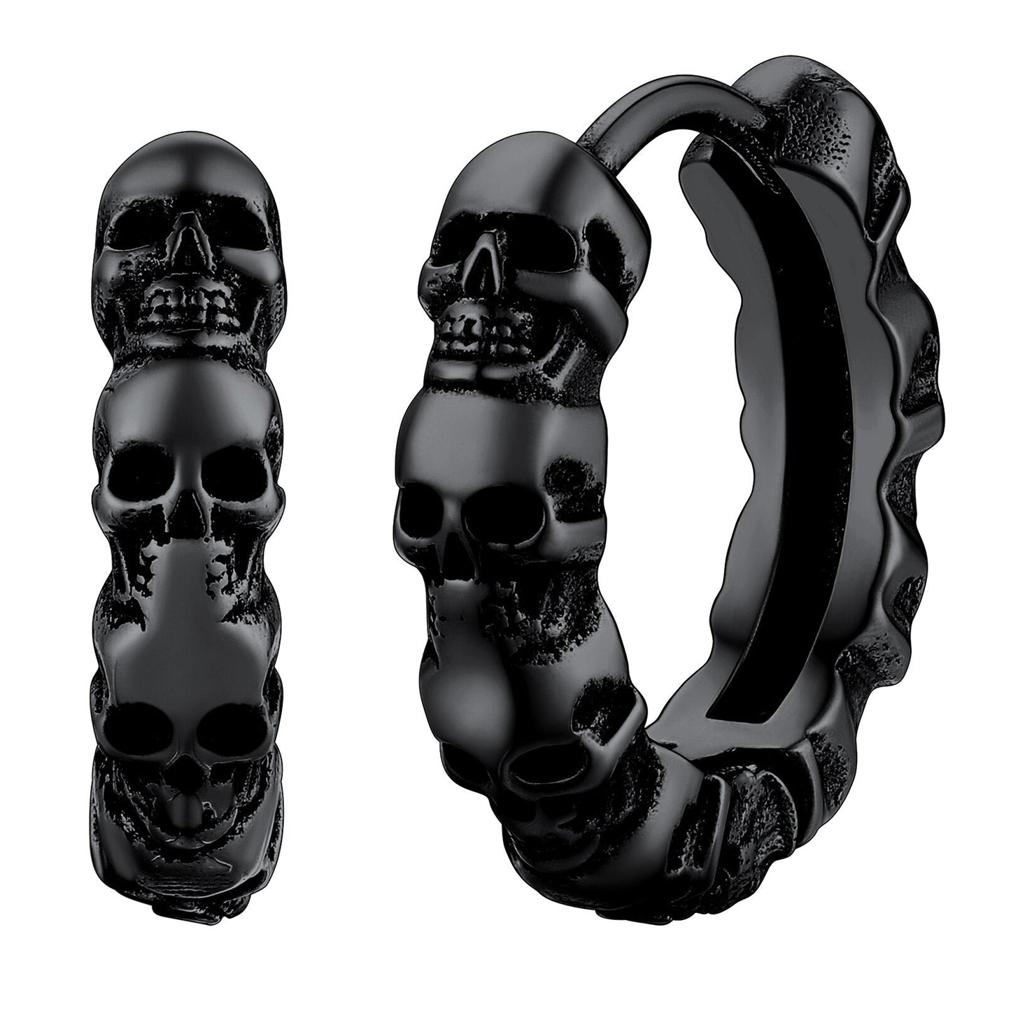 Skull Huggie Circle Hoop Earrings Gothic Punk for Men/Women