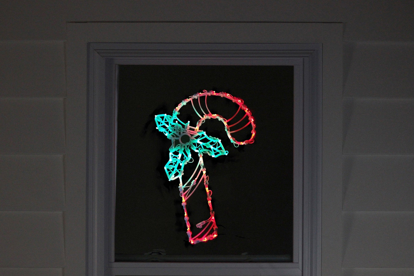 18" Red & Green LED Lighted Candy Cane Christmas Window Silhouette Decoration