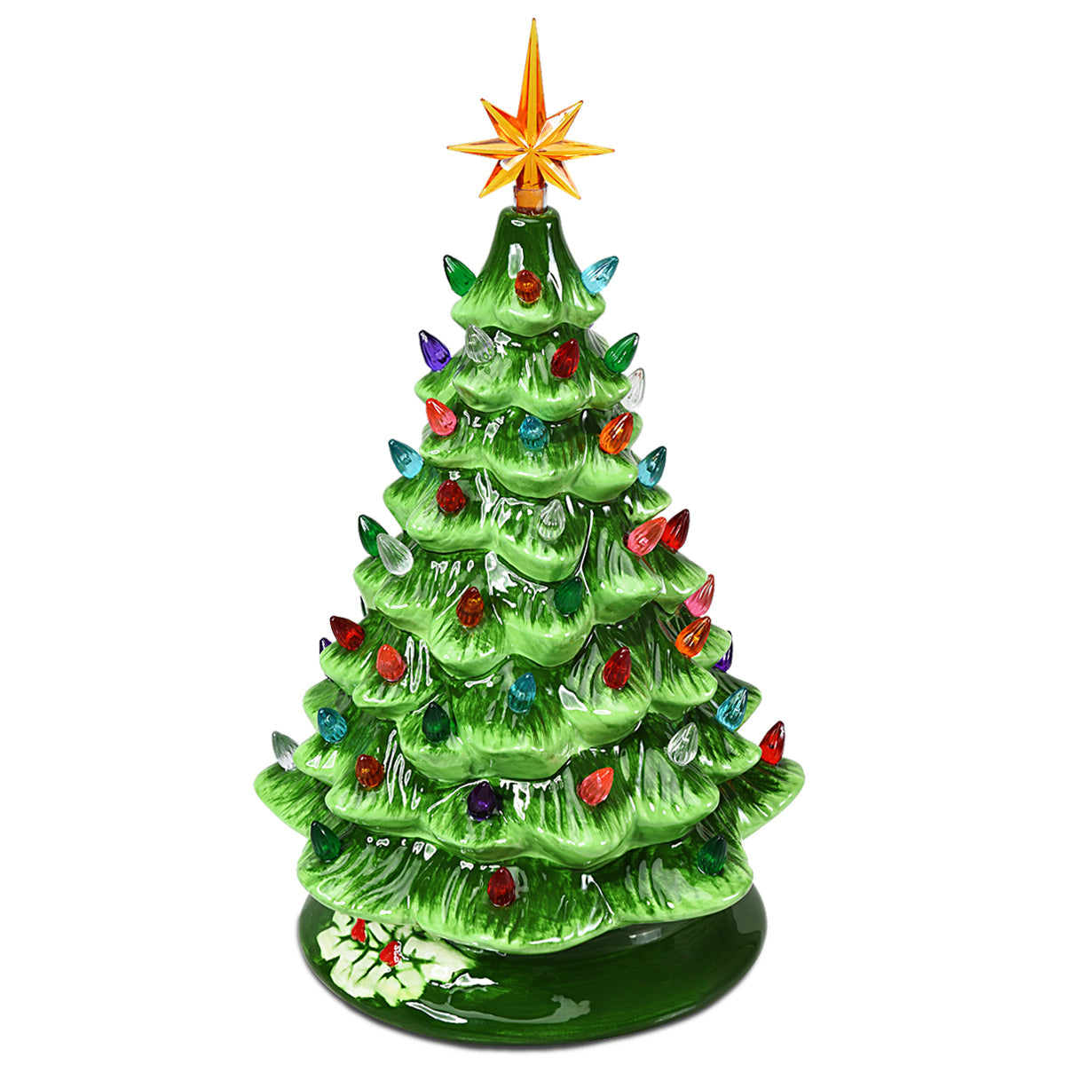 15''Pre-lit Hand-Painted Ceramic Tabletop Christmas Tree