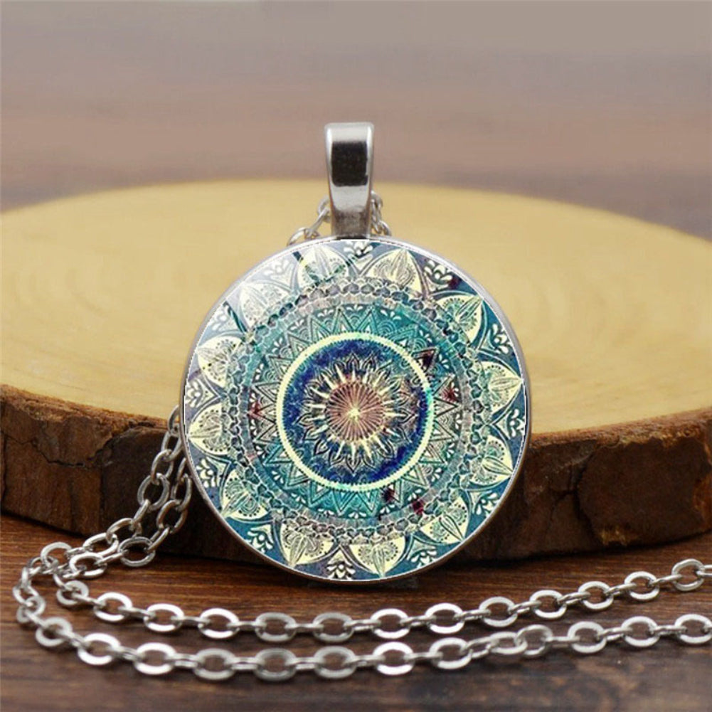 Cabochon Pendant Mandala Necklace Bracelet Earrings Jewelry Set for Women